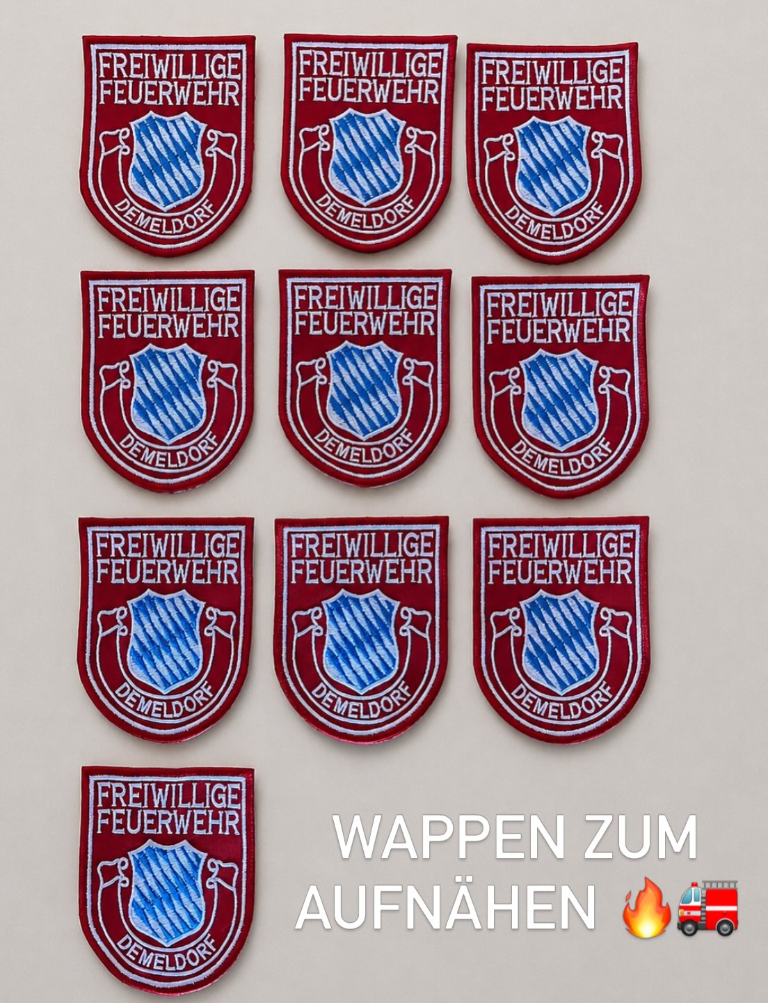 Wappen zum Aufnähen für die FFW Demeldorf 🔥🚒 #feuerwehr #wappen#aufnäher